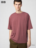UNIQLO Unisex AIRism Cotton Oversized Crew Neck T-Shirt - 15 RED