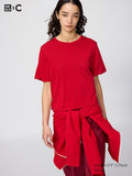 UNIQLO Women's Boxy Knit T-Shirt - 15 RED