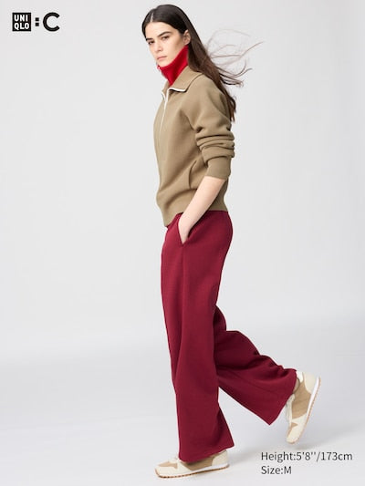 UNIQLO Unisex Sweat Straight Trousers - 17 RED