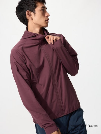 UNIQLO Men's DRY-EX UV Protection Full-Zip Hoodie - 18 WINE