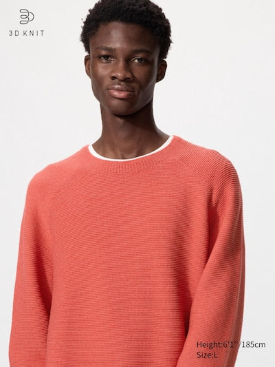 UNIQLO Unisex Washable 3D Knit Seamless Crew Neck Jumper - 24 ORANGE