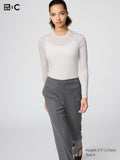 UNIQLO Women's HEATTECH Extra Warm Cashmere Blend Crew Neck T-Shirt - 30 NATURAL
