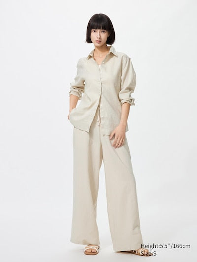 UNIQLO Women's Linen Blend Easy Trousers - 30 NATURAL