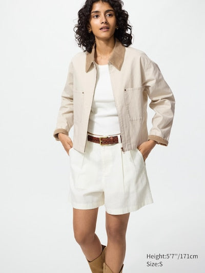 UNIQLO Unisex Zip-Up Short Jacket - 30 NATURAL