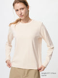 UNIQLO Women's Smooth Stretch Cotton T-Shirt (Long Sleeve) - 30 NATURAL
