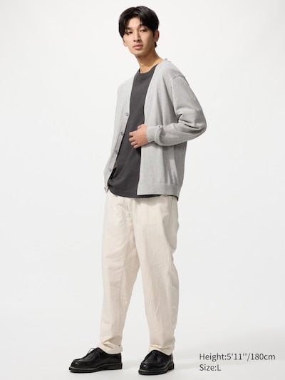 UNIQLO Men's Linen Blend Relaxed Trousers - 30 NATURAL