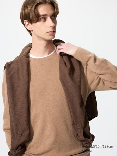 UNIQLO Men's 100% Cashmere Crew Neck Jumper - 31 BEIGE