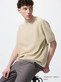 UNIQLO Unisex Washable Milano Ribbed Knitted T-Shirt - 31 BEIGE