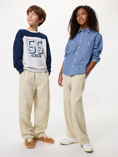 UNIQLO Kids' Linen Blend Wide Trousers - 31 BEIGE