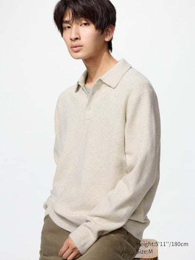 UNIQLO Soufflé Yarn Polo Jumper - 31 BEIGE