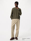 UNIQLO Men's Pleated Wide Trousers - 32 BEIGE