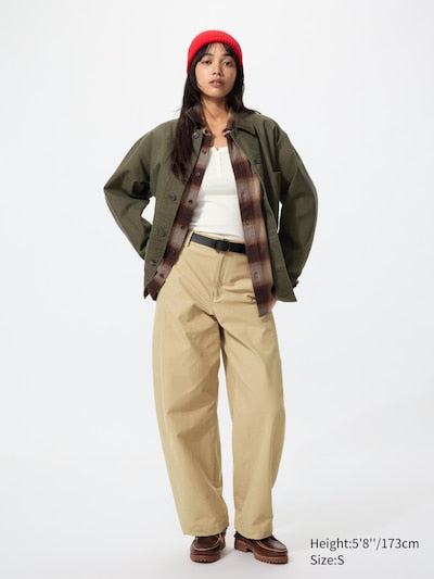 UNIQLO Jersey Barrel Leg Trousers - 32 BEIGE