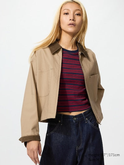 UNIQLO Unisex Zip-Up Short Jacket - 32 BEIGE