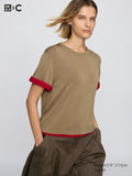 UNIQLO Women's Boxy Knit T-Shirt - 32 BEIGE