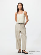 UNIQLO Women's Linen Cotton Tapered Trousers - 32 BEIGE