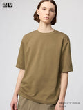 UNIQLO Unisex AIRism Cotton Oversized Crew Neck T-Shirt - 35 BROWN