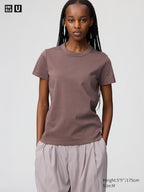 UNIQLO Women's Crew Neck T-Shirt - 37 BROWN