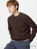 UNIQLO Washable Milano Ribbed Crew Neck Jumper - 38 DARK BROWN