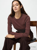 UNIQLO Unisex Soft Ribbed T-Shirt (Long Sleeve) - 38 DARK BROWN