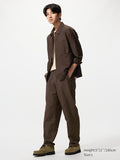 UNIQLO Men's Linen Blend Relaxed Trousers - 38 DARK BROWN