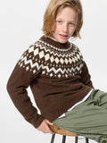 UNIQLO Soufflé Yarn Jumper (Fair Isle) - 38 DARK BROWN