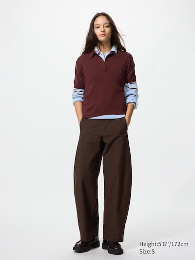 UNIQLO Unisex Jersey Barrel Leg Trousers - 39 DARK BROWN