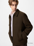 UNIQLO Men's Single Collar Short Blouson - 39 DARK BROWN