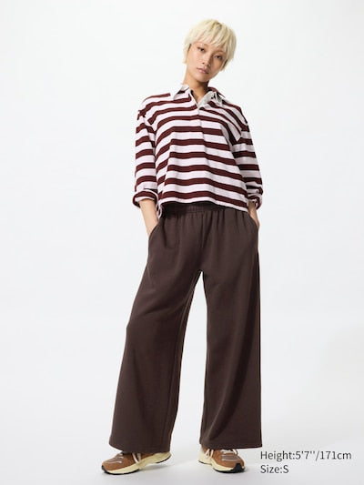 UNIQLO Women's Wide Sweat Trousers - 39 DARK BROWN