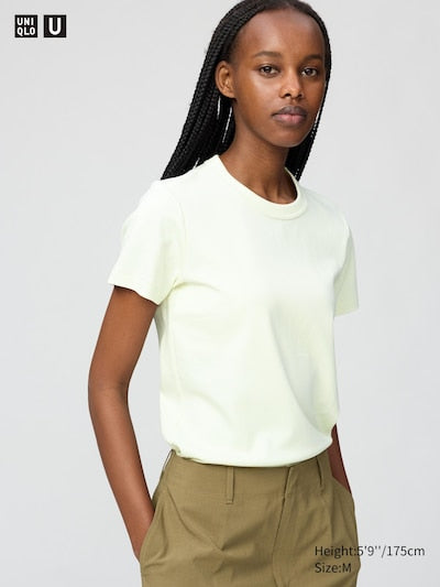 UNIQLO Women's Crew Neck T-Shirt - 40 CREAM