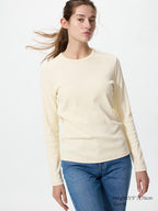 UNIQLO Unisex Soft Ribbed T-Shirt (Long Sleeve) - 40 CREAM
