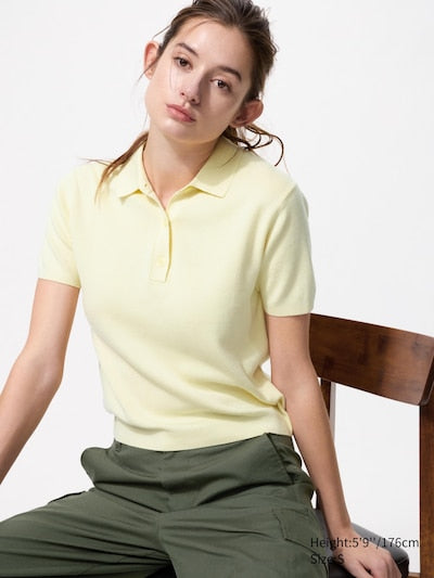 UNIQLO Women's Polo Jumper (Short Sleeve) - 42 YELLOW