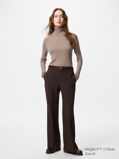 UNIQLO Women's 100% Merino Ribbed Turtleneck Jumper - 09 BLACK