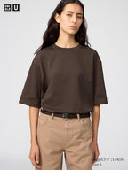UNIQLO AIRism Cotton Oversized Crew Neck T-Shirt - 09 BLACK