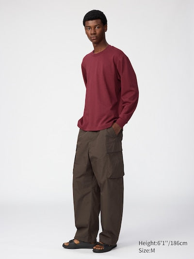 UNIQLO AIRism Cotton Crew Neck T-Shirt (Long Sleeve) - 12 PINK