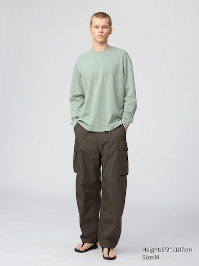UNIQLO Unisex AIRism Cotton Crew Neck T-Shirt (Long Sleeve) - 00 WHITE