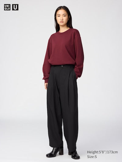 UNIQLO AIRism Cotton Crew Neck T-Shirt (Long Sleeve) - 09 BLACK