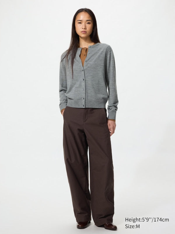 UNIQLO 100% Merino Crew Neck Cardigan - 12 PINK