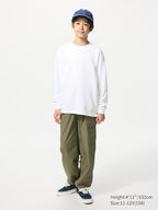 UNIQLO Kids' AIRism Cotton Crew Neck T-Shirt (Long Sleeve) - 09 BLACK