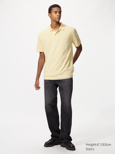 UNIQLO Unisex AIRism Cotton Piqué Polo Shirt - 62 BLUE