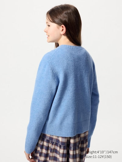UNIQLO Kids' Soufflé Yarn Cardigan - 62 BLUE