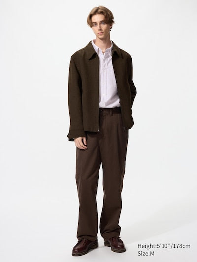 UNIQLO Men's Single Collar Short Blouson - 39 DARK BROWN