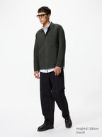 UNIQLO Unisex Milano Ribbed Shirt Collar Cardigan - 56 OLIVE