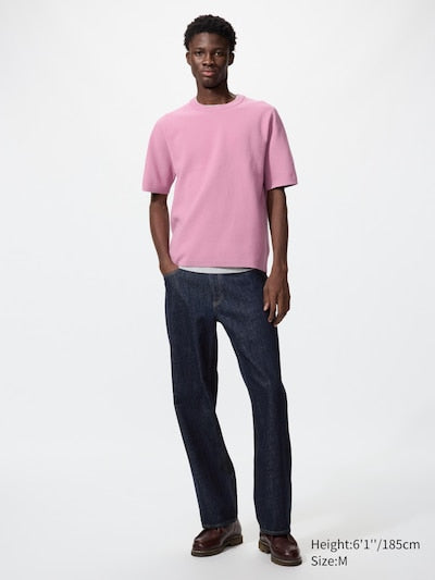 UNIQLO Unisex Washable Milano Ribbed Knitted T-Shirt - 69 NAVY