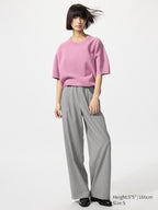 UNIQLO Unisex Washable Milano Ribbed Knitted T-Shirt - 11 PINK