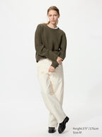 UNIQLO Unisex Washable 3D Knit Seamless Crew Neck Jumper - 30 NATURAL
