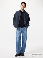 UNIQLO Men's Cotton Linen Blend Shirt Jacket - 69 NAVY