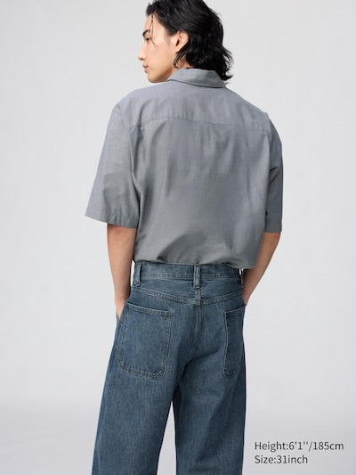 UNIQLO Men's Barrel Leg Jeans - 67 BLUE