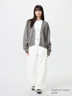 UNIQLO Women's Smooth Cotton V Neck Cardigan - 30 NATURAL