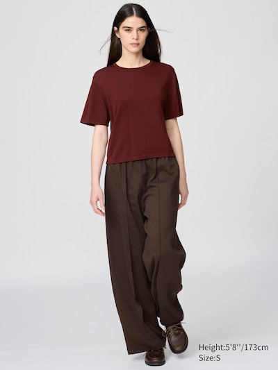 UNIQLO Women's Boxy Knit T-Shirt - 15 RED