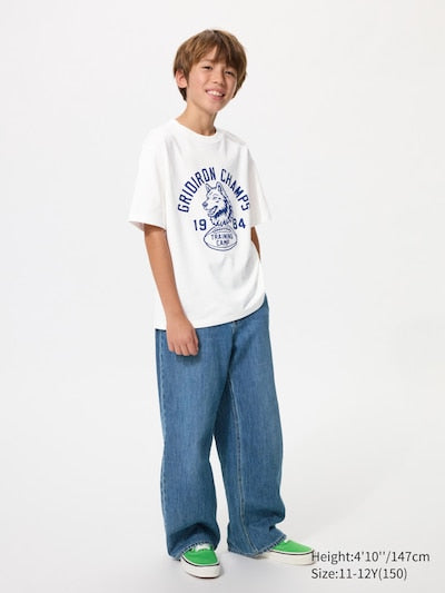 UNIQLO Kids' AIRism Cotton Crew Neck T-Shirt (Graphic) - 01 OFF WHITE